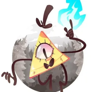 👁 Bill Cipher Gravity Falls สามเหลี่ยม, การ์ตูน, ตัวละคร, ตา, เวทมนตร์, เหนือธรรมชาติ, แฟนตาซี telegram sticker