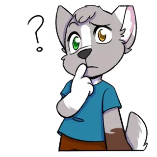 ☹️ chien, loup, dessin animé, question, réflexion, confus telegram sticker