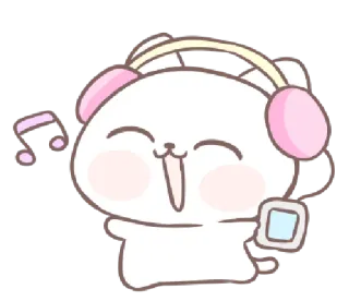🎶 desenho animado, gato, música, fones de ouvido, feliz, fofo whatsapp sticker