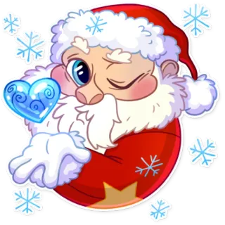 😘 Santa Claus Santa Claus, Navidad, Fiestas, Invierno, Copos de nieve, Corazón telegram sticker