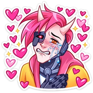 🥰 สติกเกอร์, อนิเมะ, ร้องไห้, หัวใจ, ไซเบอร์พังก์, ปีศาจ, เขา, ไซบอร์ก telegram sticker