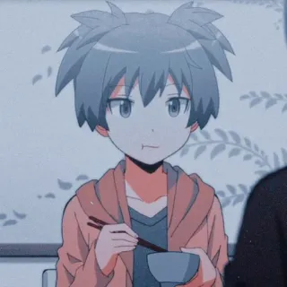 🌀 Anime, Menino, Comendo, Hashis, Ilustração, Desenho animado whatsapp sticker