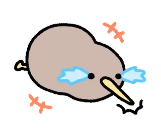 😭 burung kiwi, menangis, sedih, air mata, kartun, burung, hewan whatsapp sticker
