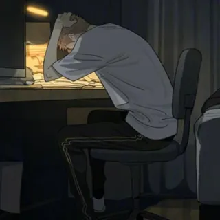 ☁️ Anime, Triste, Estresado, Cansado, Sentado telegram sticker