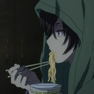 🥀 Anime, Manger, Ramen, Sweat à capuche, Baguettes, Nourriture, Nouilles telegram sticker