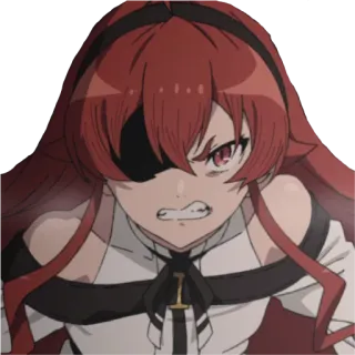 😡 Anime, Tức giận, Tóc đỏ, Bịt mắt, Nữ, Nghiêm túc telegram sticker