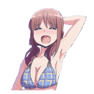 😅 anime girl, bikini, cute, summer, cheerful whatsapp sticker