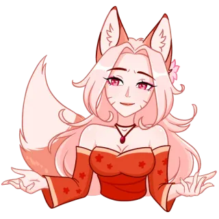 😏 gadis rubah, anime, gadis, stiker, imut, rambut merah muda telegram sticker