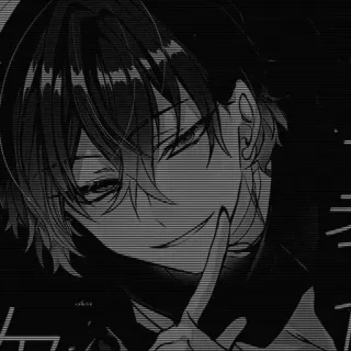 🎧 Anime, Manga, Personaggio, Monocromo, Shhh, Dito telegram sticker