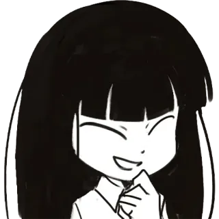 😄 anime girl, cartoon, smiling, black hair, cute, manga telegram sticker