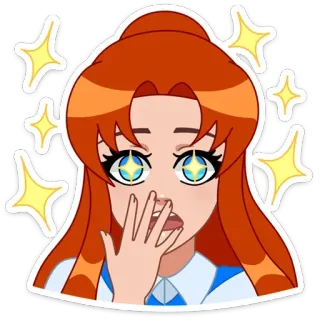 😦 animé, yeux étoilés, choqué, mignon telegram sticker