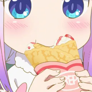 💉 Kanna Kamui Miss Kobayashi's Dragon Maid CREPE Anime, Naga, Makan, Krep, Lucu whatsapp sticker