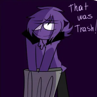 🗑 That was Trash! cartoon, paars, afval, uitdrukking, humor telegram sticker