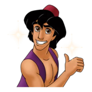 😗 Aladdin Cartoon, Daumen hoch, Disney, Figur, Aladdin whatsapp sticker