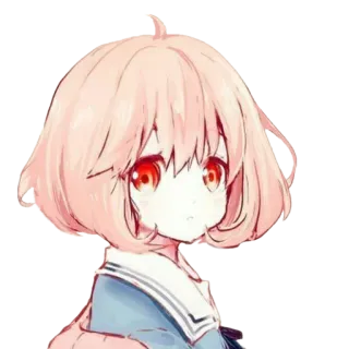 😕 Anime, Fille, Mignon, Cheveux roses, Manga, Chibi, Art, Illustration telegram sticker