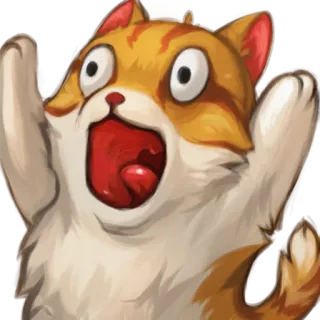 🙀 แมว, ประหลาดใจ, ตลก, สัตว์, สีส้ม, สีขาว, การ์ตูน telegram sticker