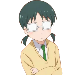 😕 Kobayashi Miss Kobayashi's Dragon Maid anime, character, Miss Kobayashi's Dragon Maid, Kobayashi, glasses, arms crossed telegram sticker