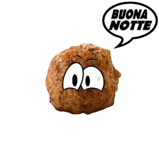 🛌 BUONA NOTTE almôndega, olhos, olhos de desenho animado, boa noite, comida, boa noite telegram sticker