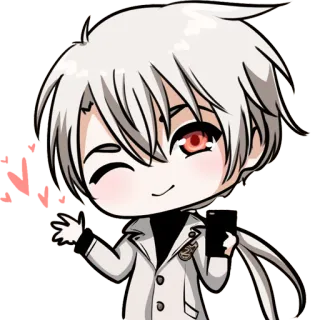 ✋ Zen Anime-Stil, Charakter, Weißes Haar, Zwinkern telegram sticker