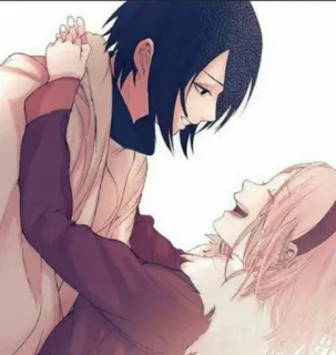 💖 Sakura Haruno, Sasuke Uchiha Naruto animé, personnages, couple, amour, romance telegram sticker