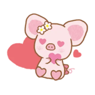 😍 cerdo, amor, corazón, lindo, dibujos animados, animal, pegatina telegram sticker