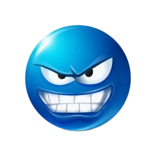 😠 bravo, emoji, rosto, azul whatsapp sticker