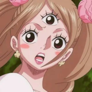 💞 anime, character, female, cartoon, three eyes, pink telegram sticker