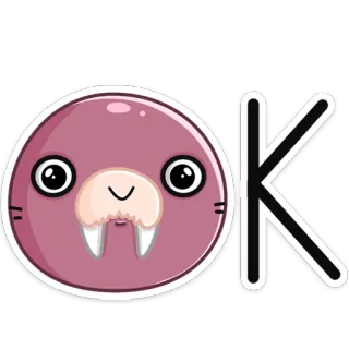 👌 OK Morsa, Ok, Animal, Lindo, Dibujos animados, Aprobación telegram sticker