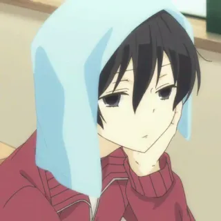 🍙 anime, boy, towel, cute, sad, manga, illustration telegram sticker