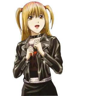 😊 Misa Amane Death Note Anime, Manga, Death Note, Misa Amane, Gotico, Giacca di pelle, Personaggio telegram sticker