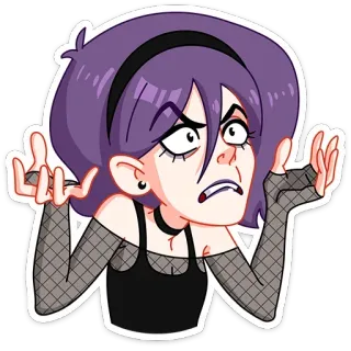 🤷‍♀ Cartoon, Figur, Verwirrt, Genervt, Mädchen, Emo, Goth telegram sticker