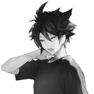 🪁 อนิเมะ, มังงะ, ภาพประกอบ, ตัวละคร, ภาพเหมือน, ขาวดำ telegram sticker