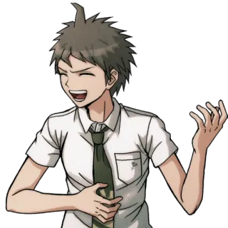 🎸 Hajime Hinata Danganronpa anime, video game, personagem, sorrindo, feliz whatsapp sticker