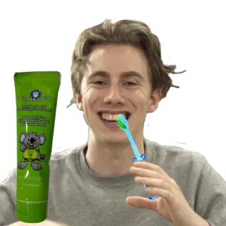 😬 男人, 牙刷, 牙膏, 口腔卫生, 微笑 telegram sticker