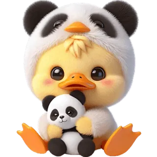 🐼 pato, panda, lindo, animal, juguete, kawaii telegram sticker