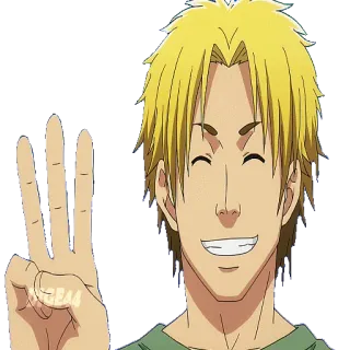 ✌ Anime, Charakter, Lächeln, Drei Finger telegram sticker