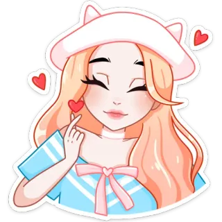 😍 Мультфильм, Девочка, Милый, Аниме, Сердце, Любовь telegram sticker