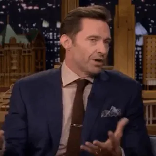 🔮 Hugh Jackman actor, talk show, celebrity, Hugh Jackman, suit, interview whatsapp sticker