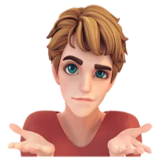 🤗 dessin animé, homme, haussement d'épaules, confus, questionnement whatsapp sticker