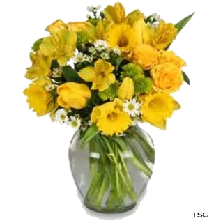 💐 flores, buquê, vaso, arranjo floral, flores amarelas, tulipas, rosas, margaridas telegram sticker