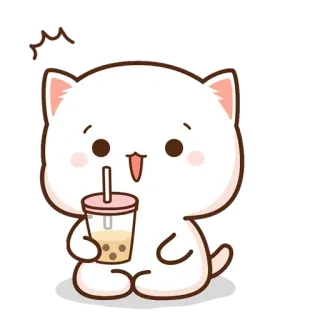 😲 Katze, niedlich, Bubble Tea, kawaii, Cartoon telegram sticker