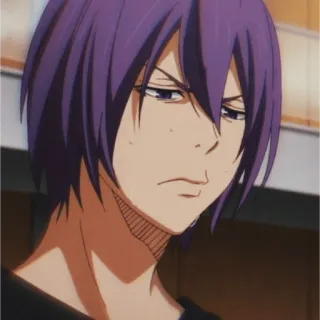 🎭 Atsushi Murasakibara Kuroko's Basketball anime, mangá, basquete, cabelo roxo, entediado, preguiçoso telegram sticker