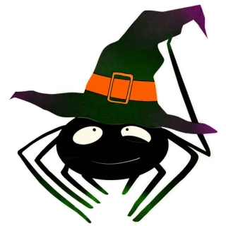 🕷 araña, halloween, sombrero de bruja, dibujos animados, pegatina, espeluznante telegram sticker