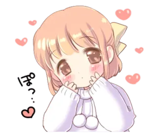 💕 ぽっ？ Anime, Serca, Słodkie, Dziewczyna, Kawaii telegram sticker