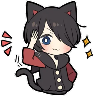 😼 gato, anime, sticker, lindo, chibi, kawaii, dibujo animado, manga whatsapp sticker