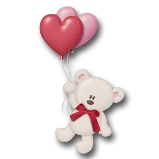 😲 ours en peluche, ballons, coeurs, mignon, amour, salutation, saint valentin telegram sticker
