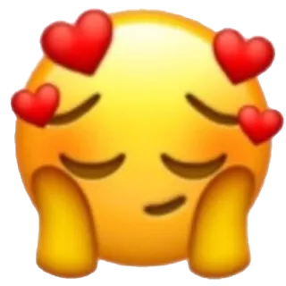 😌 Эмодзи, Любовь, Сердечки, Милый, Желтый, Краснеющий whatsapp sticker