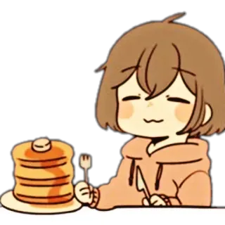 🌸 Cartoon, Essen, Pfannkuchen, Frühstück, Süß, Figur, Butter, Essen telegram sticker