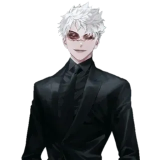 🚬 anime, białe włosy, garnitur, formalny, postać telegram sticker