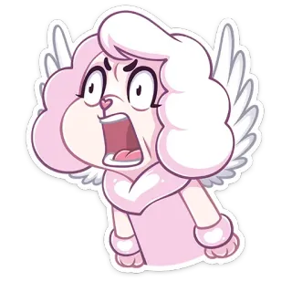 😱 Мультик, Злой, Кричащий, Розовый, Крылья, Персонаж, Выражение, Милый whatsapp sticker